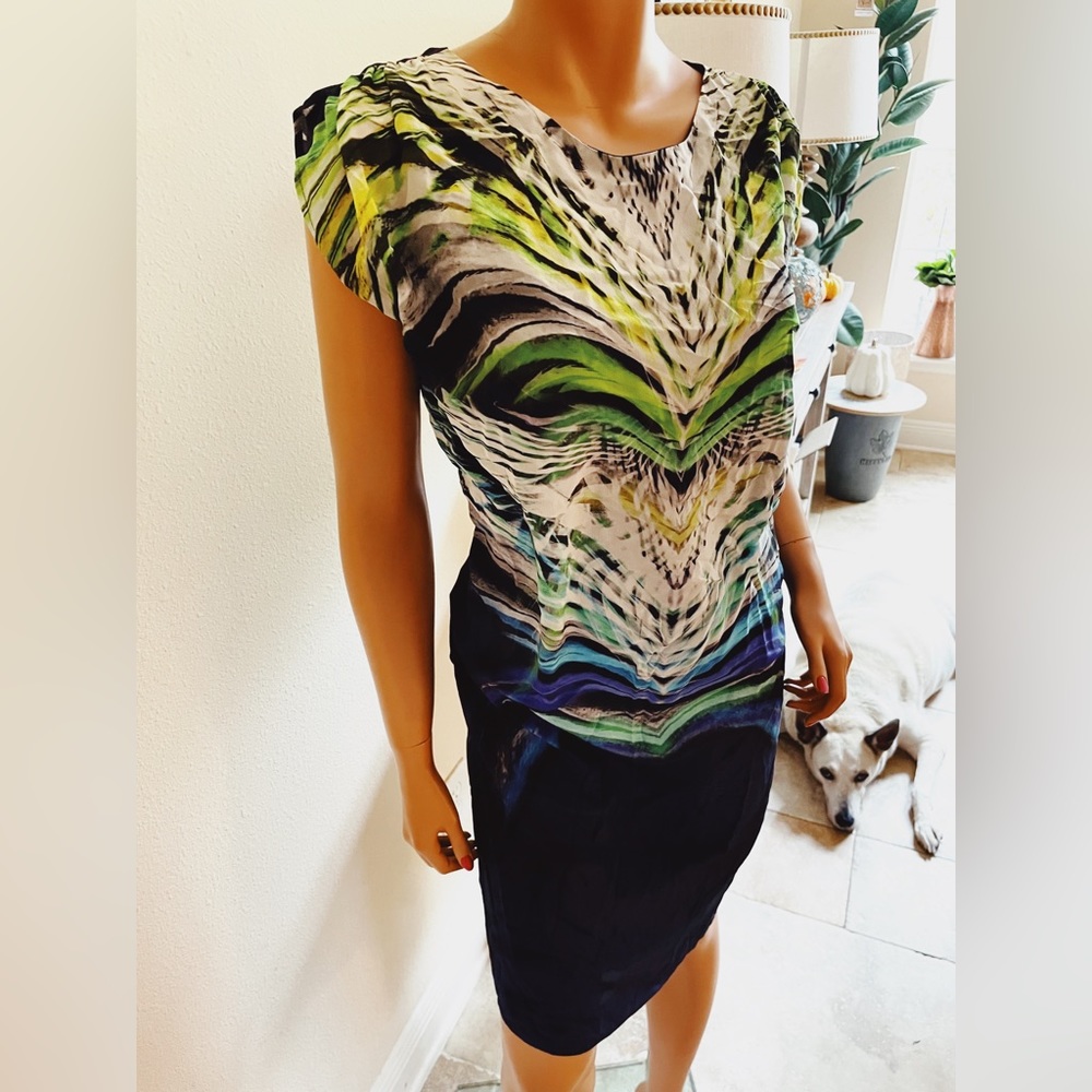 Escada Sport Printed Dolman Shift Dress Wear to Work 40 L